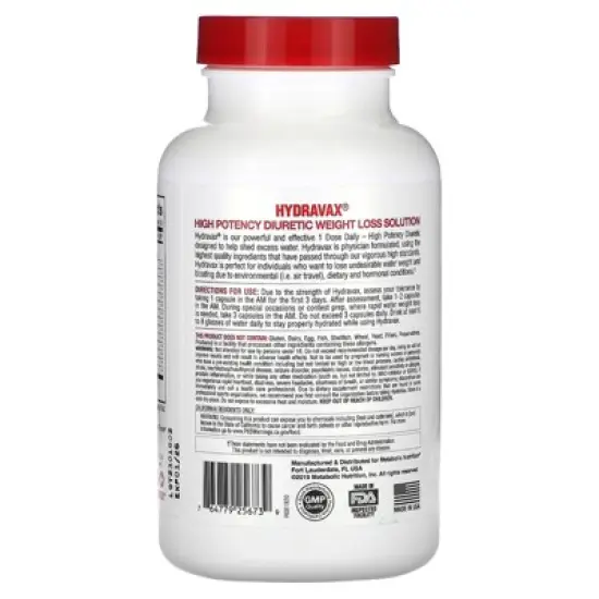 Metabolic Nutrition, Hydravax - Premium Diuretic Water Pills, Natural & Safe, Eliminates Water Retention, with Dandelion, Magnesium, Green Tea image {2}