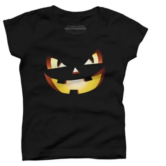 Girl's Design By Humans Halloween Pumpkin Evil Smiley Face By artdim T-Shirt image {3}