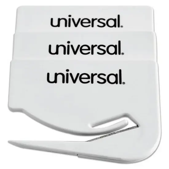Universal Letter Slitter Hand Letter Opener with Concealed Blade, 2.5", White, 3/Pack image {1}