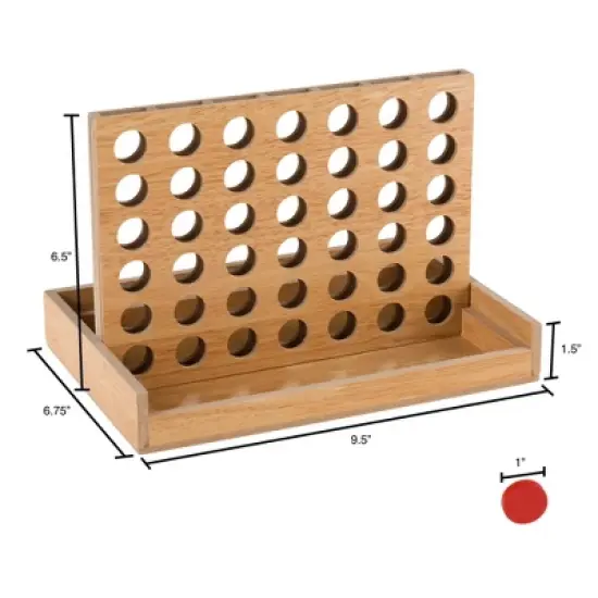 Toy Time Kids' Classic Wooden Four in a Row Game image {1}