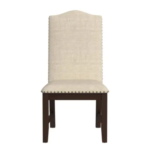 HomePop Set of 2 Scalloped Back Dining Chairs Beige: Upholstered, Plywood Frame, Spot Clean, Polyester image {9}