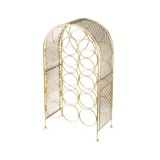 Twine Trellis Wine Rack, Holds 14 Bottles, Gold Countertop Wine Storage, Cast Iron image {2}