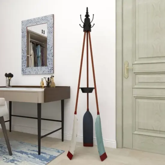 Metal Nautical Style Coat Rack Tripod Base - Olivia & May image {11}