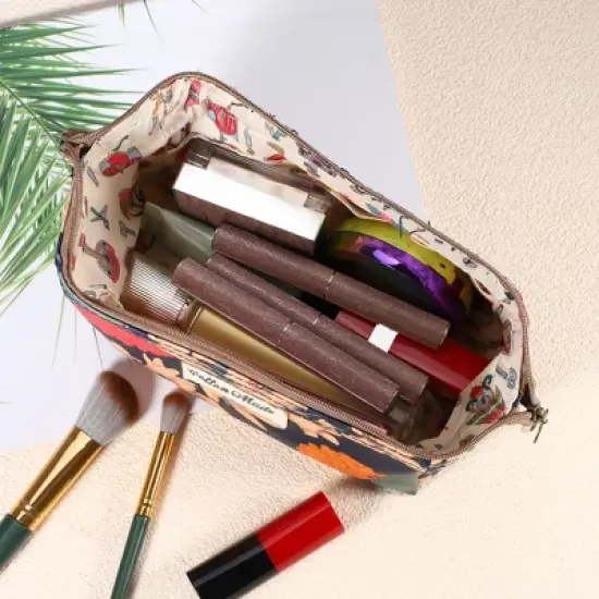 Unique Bargains Women's Printed Travel Makeup Bag Dark Blue 1 Pc image {3}