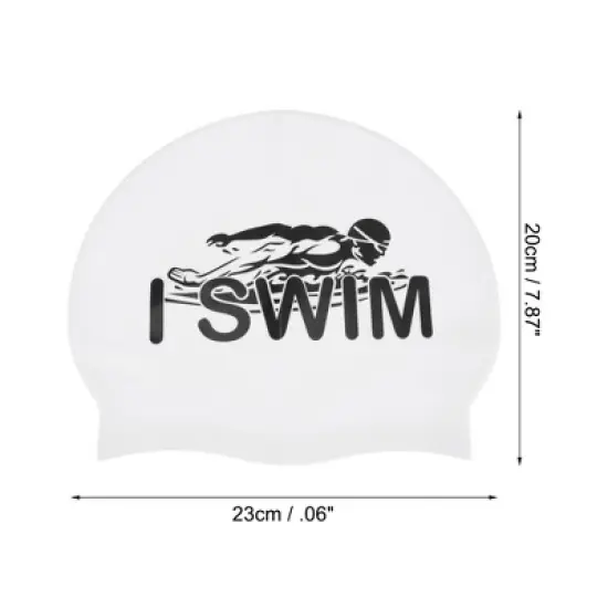 Unique Bargains Silicone Floating Pattern Waterproof Swim Cap Black White 1 Pc image {3}
