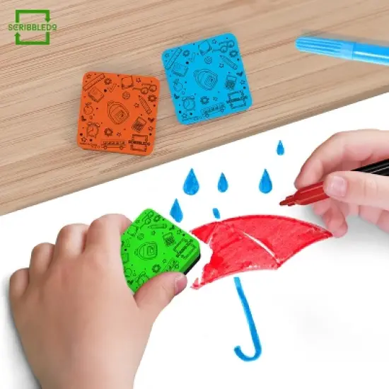 SCRIBBLEDO Small Magnetic Dry Erase Erasers 6 Pack image {5}