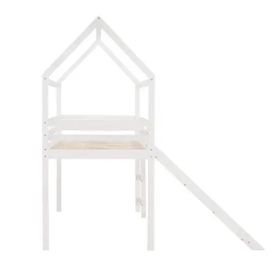 Twin Size House Shape Loft Bed with Slides, White - ModernLuxe image {6}