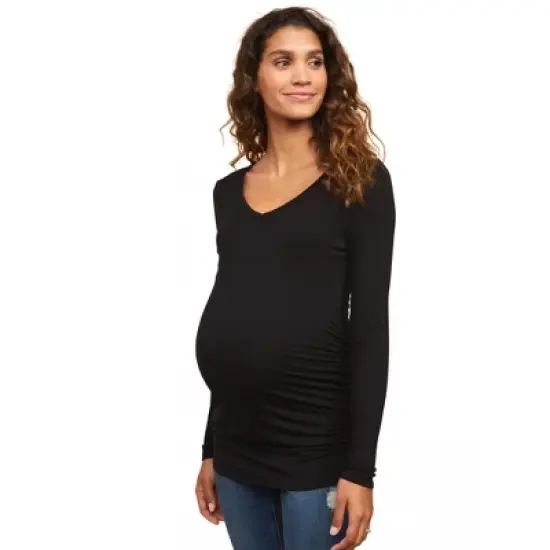 Longsleeve Side Ruched Maternity T Shirt | Motherhood Maternity image {7}