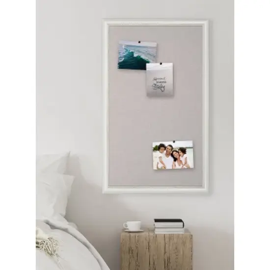 27" x 43" Macon Framed Linen Fabric Pinboard White - Kate & Laurel All Things Decor image {4}