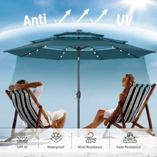 Captiva Designs 10ft Vented Patio Umbrella with 8 Sturdy Ribs for Garden, Poolside & Lawn image {9}
