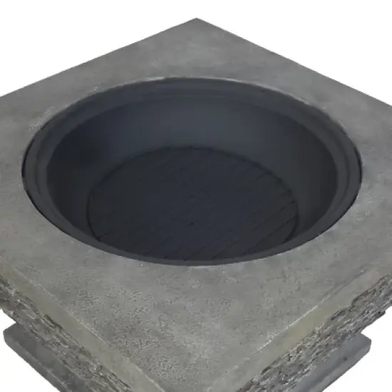 32" MgO Light-Weight Concrete Wood Burning Square Fire Pit, Grey image {10}