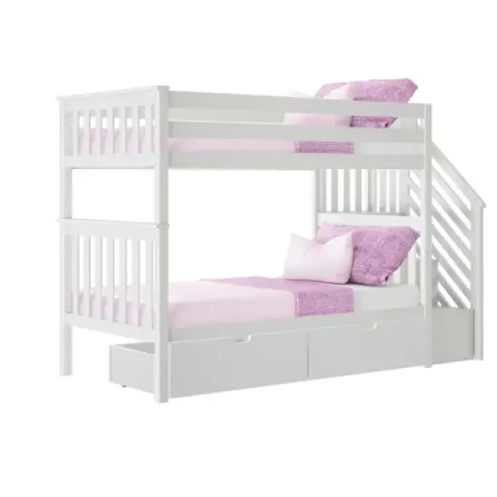 Max & Lily Twin over Twin Staircase Bunk Bed with Storage Drawers image {7}
