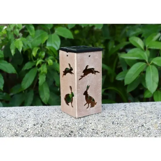 Techko Maid LED Solar 10.8" Portable Rabbit Cut Out Decorative Outdoor Lantern Clear image {4}
