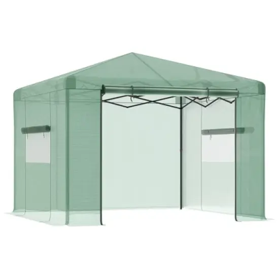 OutsunnyPortable Pop-up Walk-in Greenhouse with Roll-up Door image {9}