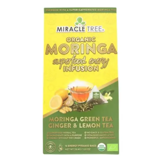 Miracle Tree Moringa Ginger Lemon Tea - Case of 5/16 Bags image {1}