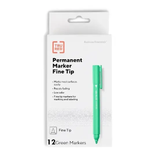 TRU RED Pen Permanent Markers Fine Tip Green Dozen TR54542 image {8}