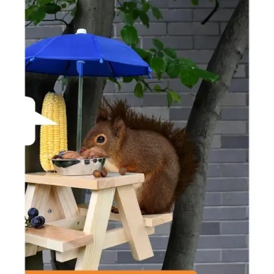 Homarden Squirrel Feeder Table with Umbrella - Blue image {2}