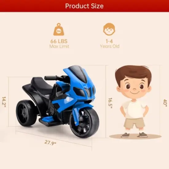 Topteng 3 Wheel 6V Kid Ride On Motorcycle Electric Toy with Remote Control image {7}