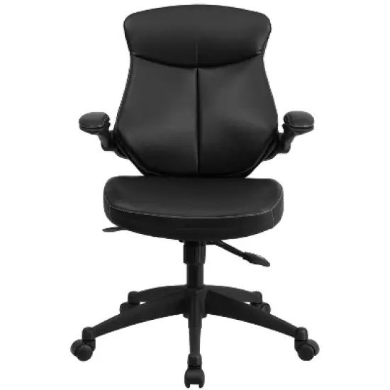 Flash Furniture Kale Mid-Back Black LeatherSoft Executive Swivel Ergonomic Office Chair with Back Angle Adjustment and Flip-Up Arms image {8}