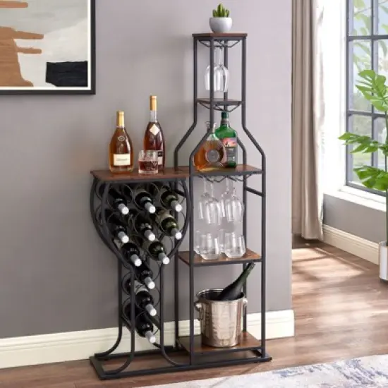 SEVOBAL Racks Versatile Use Five Tier Bakers Rack Durable Construction Multi-Room Function for Rooms, Antique brown, 28.74"*9.53"*53.94" image {4}