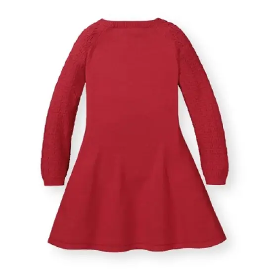 Hope & Henry Girls' Organic Cotton Skater Sweater Dress with Pointelle Sleeves, Infant image {3}