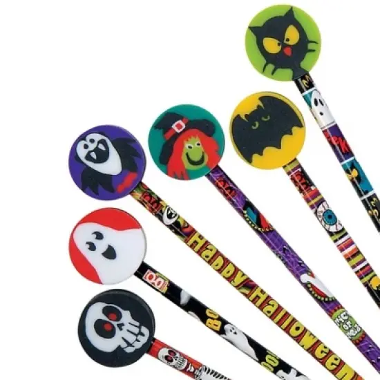 Boo Buddies Halloween Pencils with Giant Erasers (6 Pack) - Spooky Designs, Fun Erasers, #2 HB Lead image {2}