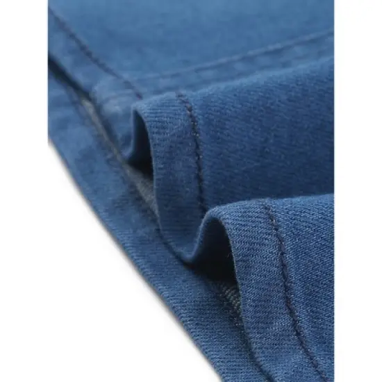 Allegra K Women's Summer High Waist Paper Bag Elastic Knot Belted Denim Skirt image {5}