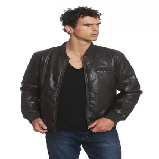 Members Only Men's Faux Leather Oval Quilted Bomber image {1}