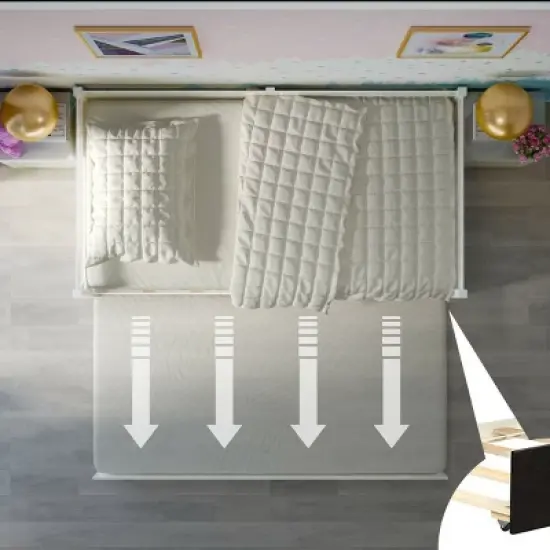 Costway Twin Size Trundle Daybed Wooden Slat Support Mattress Platform for Kids EspressoWhite image {5}