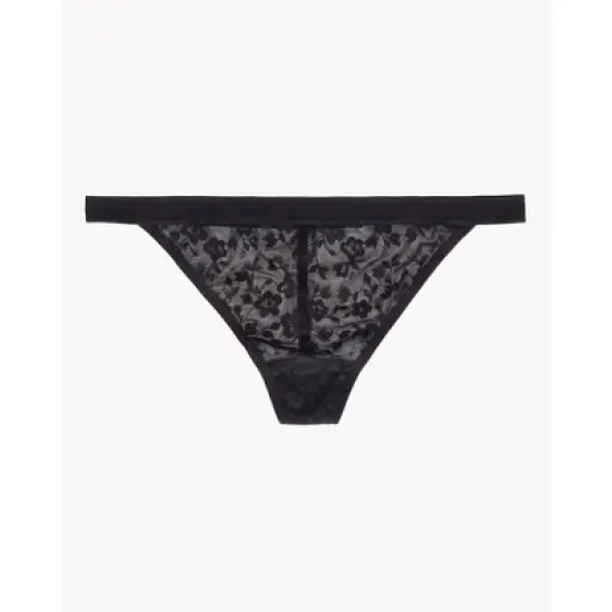 Curvy Couture Women's Plus Size No-Show Lace G-String Panty image {5}