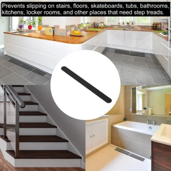 Unique Bargains Non Slip Bathtub Stickers Safety Shower Treads Adhesive Decal Square with Scraper for Stairs Shower Black 0.66 Ft  x 0.79" image {4}