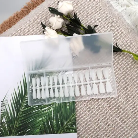 Unique Bargains Women's Medium Long Trapezoid Fake Nails Clear 1 Set image {4}