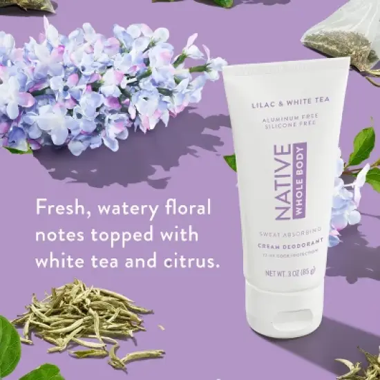 Native Whole Body Invisible Cream Deodorant - Lilac & White Tea - 3oz image {2}