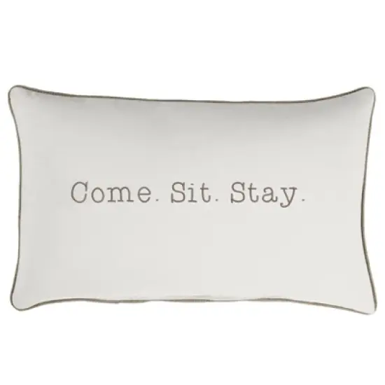 Indoor/Outdoor Come. Sit. Stay. Embroidered Lumbar Throw Pillow - Sorra Home image {7}