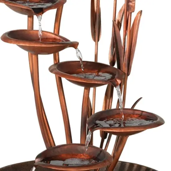 John Timberland Water Lilies and Cat Tails Rustic Cascading Outdoor Floor Water Fountain 33" for Yard Garden Patio Home Deck Porch House Exterior Roof image {3}