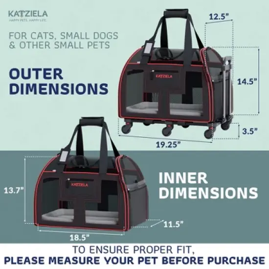 Katziela Airline Compliant Wheeled Pet Carrier With Top Loader image {1}