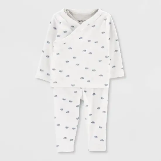 Carter's Just One You&reg; Baby 3pc Rhino Cardigan Set - White/Gray image {1}