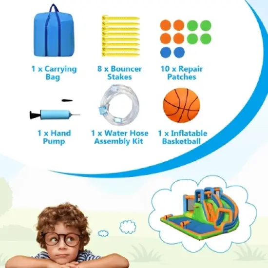 Costway Inflatable Water Slide Giant Bounce Castle w/Dual Climbing Walls Blower Excluded image {2}