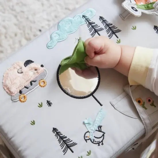 Wonder & Wise Rolling Along Square Chair: Infant Positioning Seat with Carry Handle, Solid Pattern, Cotton-Polyester image {4}