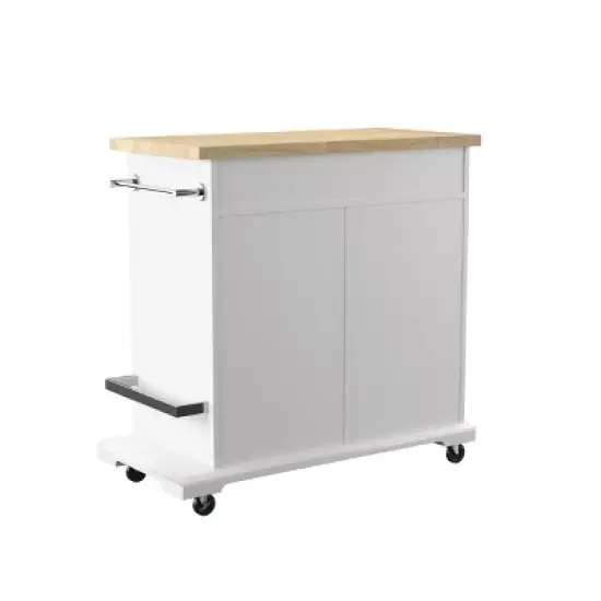 Datto Rolling Kitchen Island with Storage White/Natural - Aiden Lane image {6}