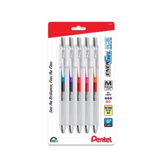 EnerGel Gel Pen Medium Point Assorted Ink 5 Pack (BL77TLBP5M) image {3}