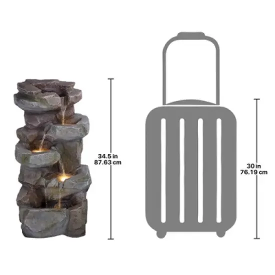 Design Toscano Rocky Peak Cascading Waterfall Garden Fountain image {7}