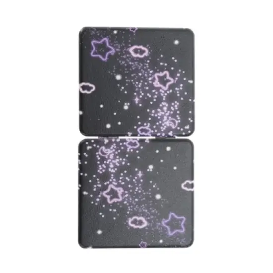 Unique Bargains Women Square Shape Handheld Mirror for Travel Black Purple 1 Pc image {3}