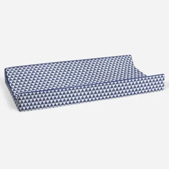 Bacati - Navy Triangles Quilted Muslin Changing Pad Cover image {2}