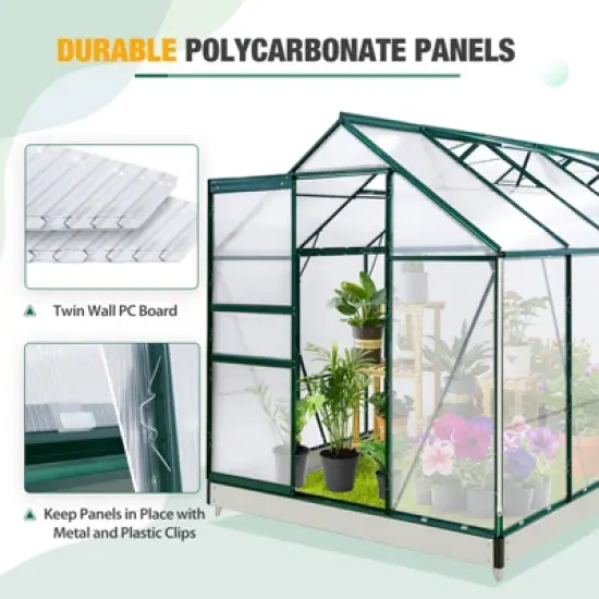 EAGLE PEAK Polycarbonate Aluminum Green House for Backyard Garden image {3}