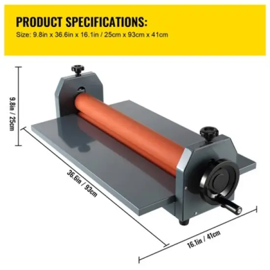 VEVOR 29.5" 750MM Manual Cold Roll Laminator Vinyl Photo Film Mounting Laminating Machine, Grey&Orange image {7}