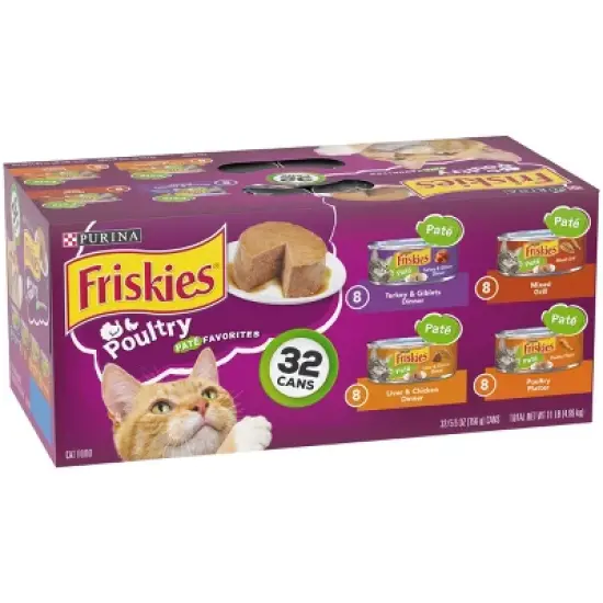 Purina Friskies Pat&eacute; with Liver and Turkey Flavor Wet Cat Food Poultry Favorites - 5.5oz/32ct Variety Pack image {3}