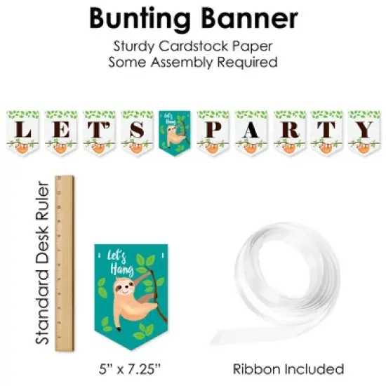 Big Dot of Happiness Let&rsquo;s Hang - Sloth - Baby Shower or Birthday Party Supplies Decoration Kit - Decor Galore Party Pack - 51 Pieces image {4}