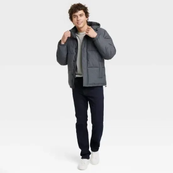 Men's Solid Midweight Puffer Jacket - Goodfellow & Co&trade; Heathered Gray image {2}