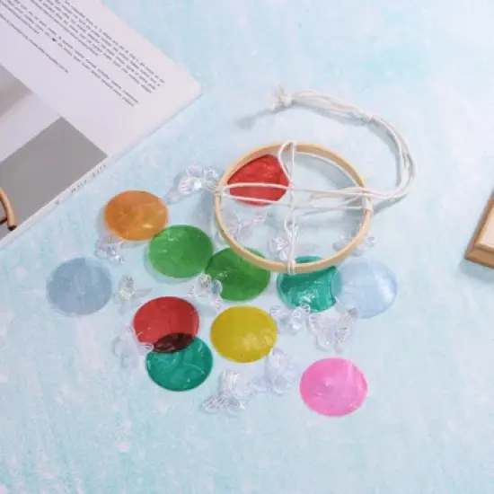 Unique Bargains Outdoor Decorative Seashell Handcrafted Wind Chime 4.7" x 13.8" Colorful 1 Pc image {3}